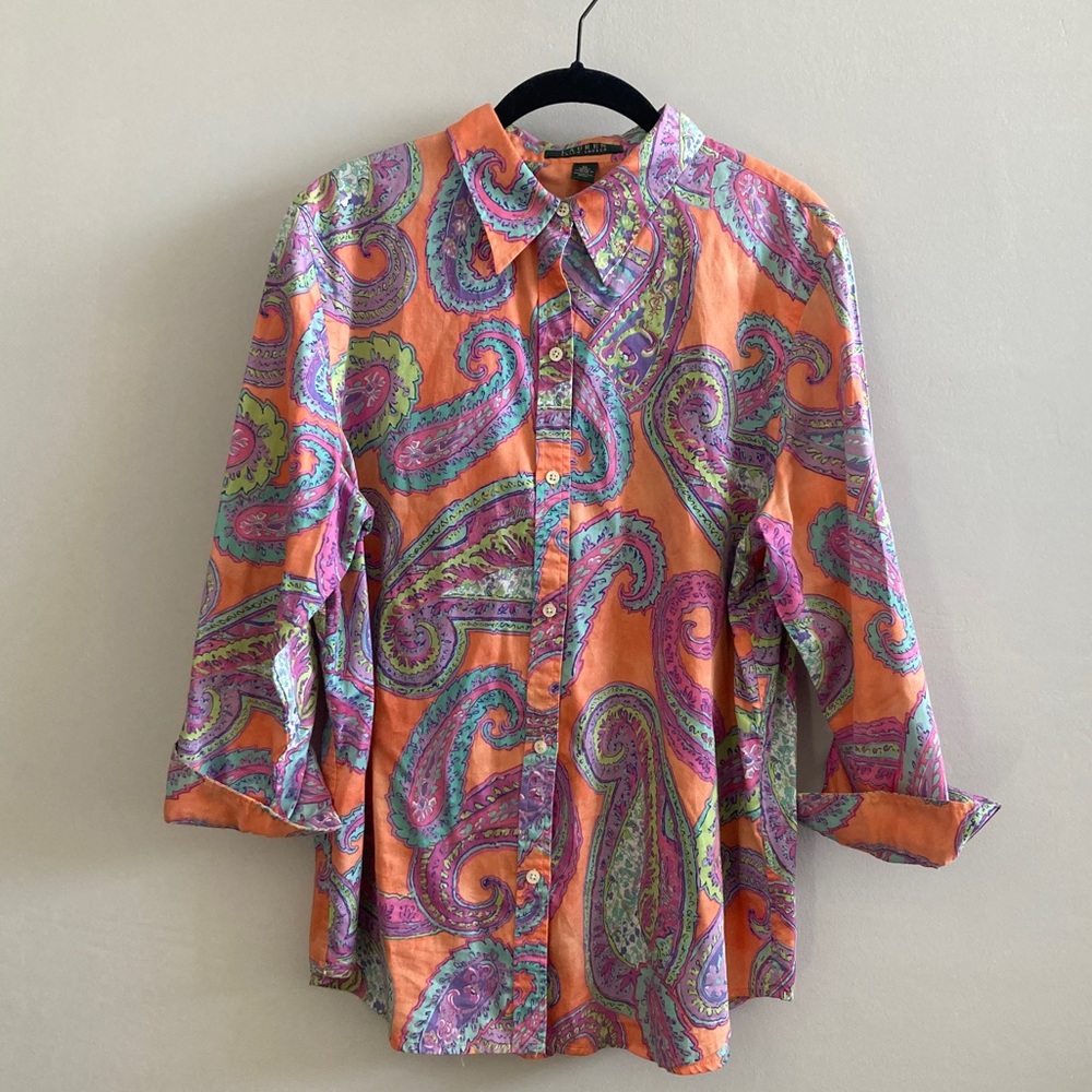 Orange Paisley Ralph Lauren Button Up XL